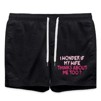 I Wonder If My Wife Think About Me Too Wife Lovers - Swim Trunks - black - Front - AI Model Male 185 light (185cm)