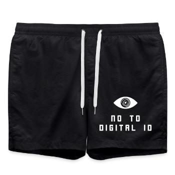 No to Digital ID - Swim Trunks - black - Front - AI Model Male 185 light (185cm)