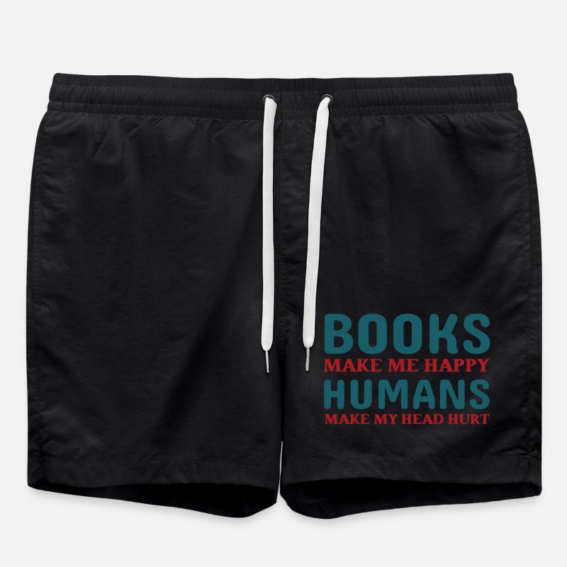Bücher machen mich glücklich - Badeshorts - Schwarz