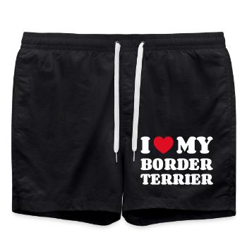 J’aime mon border terrier cadeau propriétaire de chien - Short de bain - noir - Devant - AI Model Male 185 light (185cm)