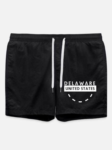 Delaware State Emblem Circular Badge - Swim Trunks - black