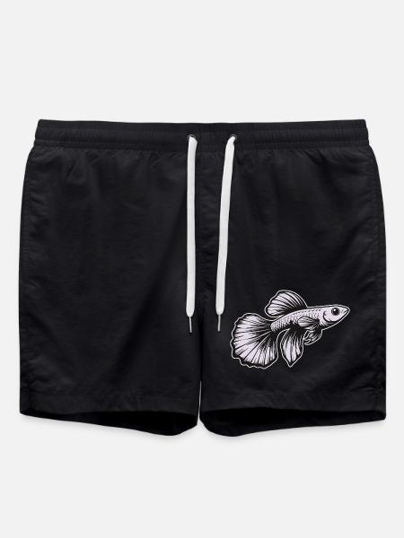 White Guppy Design – Aquarium Fish - Swim Trunks - black