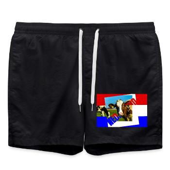 Cow Collage in Primary Colors - Swim Trunks - black - Front - AI Model Male 185 light (185cm)