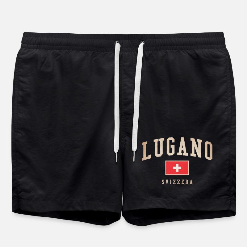 Emblème du drapeau suisse de Lugano - Short de bain - noir