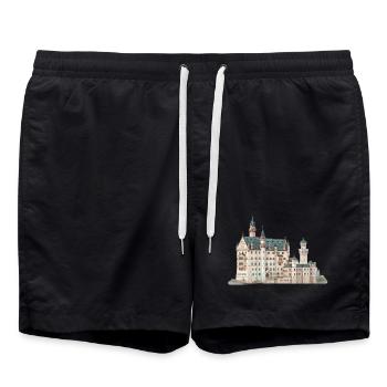 Märchenburg Neuschwanstein, Bavière, Allemagne - Short de bain - noir - Devant - AI Model Male 185 light (185cm)