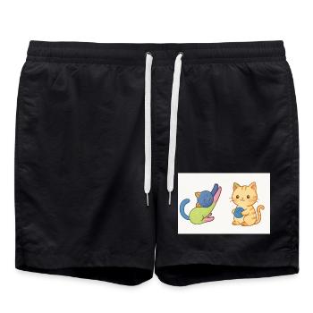 Duo Kitty et laine ludique - Short de bain - noir - Devant - AI Model Male 185 light (185cm)