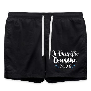 Ich werde Cousine 2026 Schwangerschaftsankündigung - Badeshorts - Schwarz - Vorne - AI Model Male 185 light (185cm)