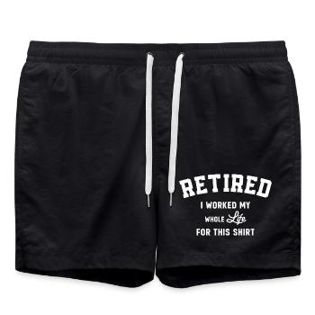 Retraité, j’ai travaillé toute ma vie pour ce drôle - Short de bain - noir - Devant - AI Model Male 185 light (185cm)