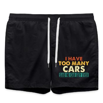 Zu viele Autos? Er sagte, kein Auto-Typ hat je ein lustiges Auto - Badeshorts - Schwarz - Vorne - AI Model Male 185 light (185cm)