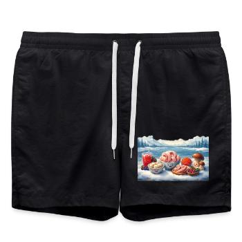 Further north - Mors, Struganina, Pelmeni, Caviar, - Swim Trunks - black - Front - AI Model Male 185 light (185cm)