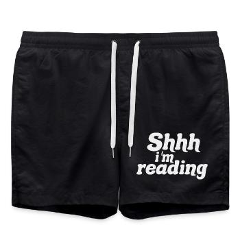 Chut ! Je Lis - Silence, Je Lis - Livre Lecture  - Short de bain - noir - Devant - AI Model Male 185 light (185cm)