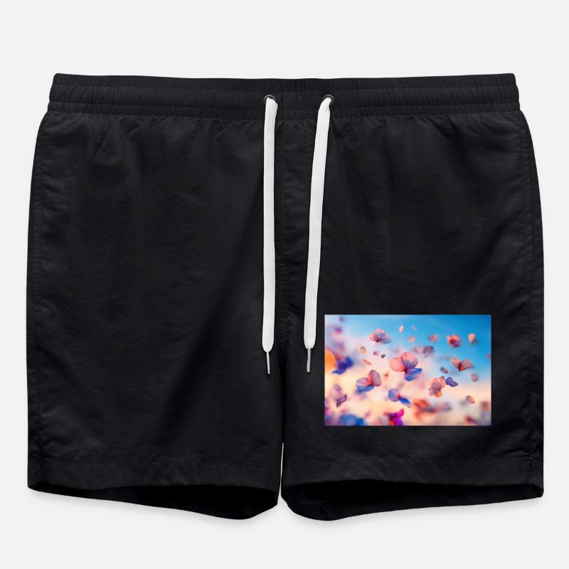 Flowing blossoms in pastel - Swim Trunks - black