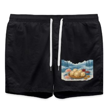 Recipes of the Far North - Swim Trunks - black - Front - AI Model Male 185 light (185cm)