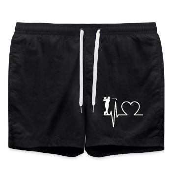 Golf EKG Herzschlag – Golfer Herzlinie - Badeshorts - Schwarz - Vorne - AI Model Male 185 light (185cm)