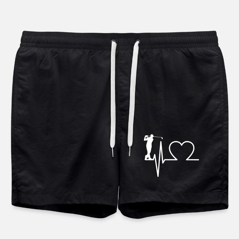 Golf EKG Herzschlag – Golfer Herzlinie - Badeshorts - Schwarz