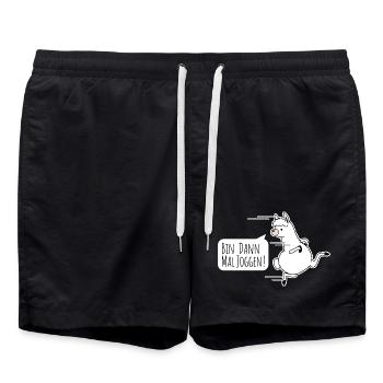 Fast as a llama! Is a llama fast? - Swim Trunks - black - Front - AI Model Male 185 light (185cm)