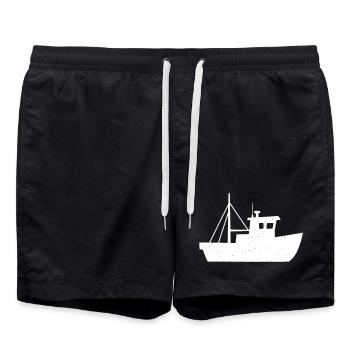 Bateau de pêche Cutter Vector de la mer du Nord - Short de bain - noir - Devant - AI Model Male 185 light (185cm)