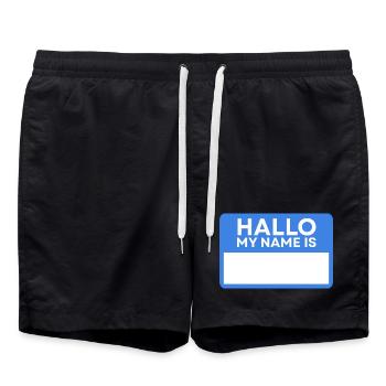 Bonjour Nom Bleu Badge - Short de bain - noir - Devant - AI Model Male 185 light (185cm)