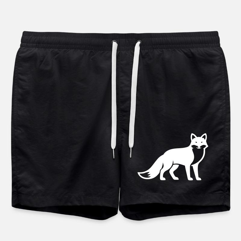 Fox Animal Silhouette - Swim Trunks - black