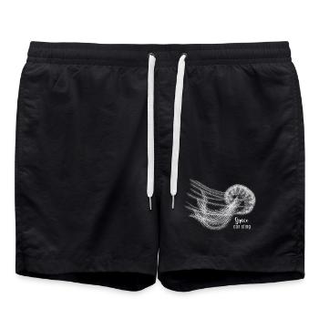Grace Can Sting – Elegante Qualle in Weiß - Badeshorts - Schwarz - Vorne - AI Model Male 185 light (185cm)