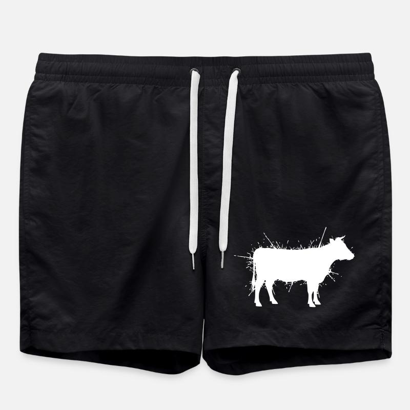 Silhouette de vache Vecteur d’éclaboussures grunge - Short de bain - noir