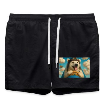 Chien Aviateur part à l'Aventure - Short de bain - noir - Devant - AI Model Male 185 light (185cm)