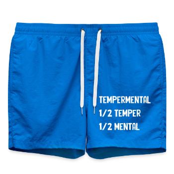 Tempermental Split Typography - Swim Trunks - cobalt blue - Front