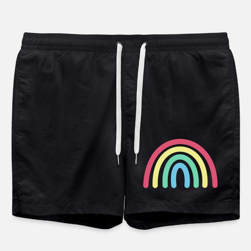 Regenbogen - Badeshorts - Schwarz