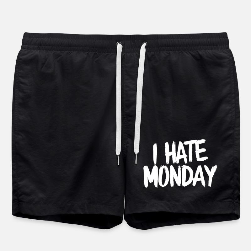 Je déteste Monday Divertente Drôle - Short de bain - noir