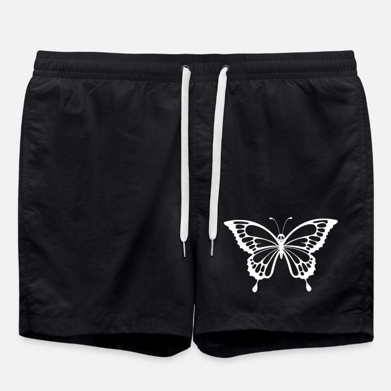 Crâne et papillon blanc - Short de bain - noir