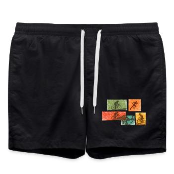 Bike Collage: Strength and Rhythm - Swim Trunks - black - Front - AI Model Male 185 light (185cm)