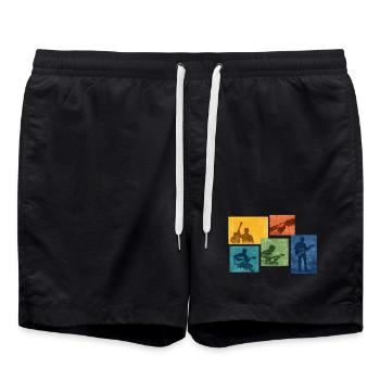 Grunge Gitarren Silhouette - Badeshorts - Schwarz - Vorne - AI Model Male 185 light (185cm)