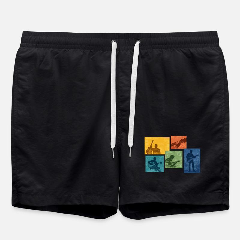 Grunge Guitar Silhouette - Swim Trunks - black