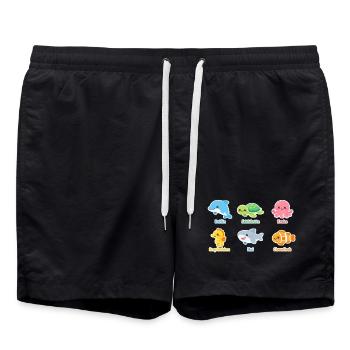 Autocollant des créatures marines câlines - Short de bain - noir - Devant - AI Model Male 185 light (185cm)