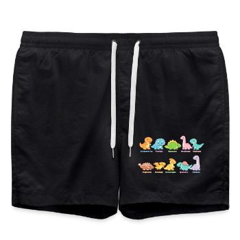 Colorful dinosaur troupe Cute dinosaurs - Swim Trunks - black - Front - AI Model Male 185 light (185cm)