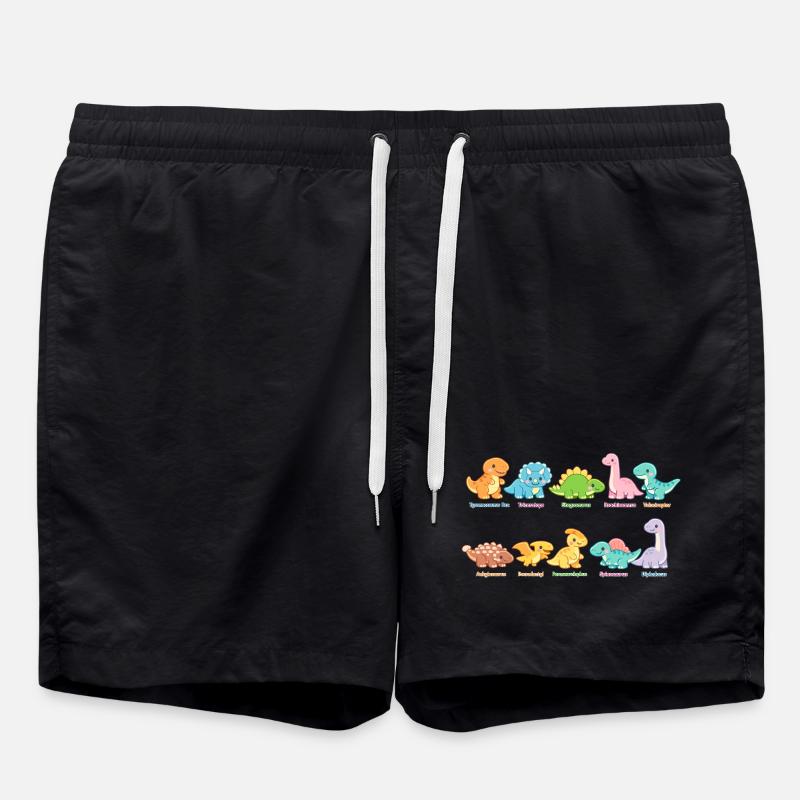 Bunte Dino-Truppe Niedliche Saurier - Badeshorts - Schwarz