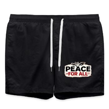 War No More – Sticker Peace & Humanity - Swim Trunks - black - Front - AI Model Male 185 light (185cm)