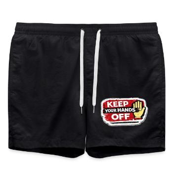 Keep Your Hands Off Respect Boundaries Sticker - Short de bain - noir - Devant - AI Model Male 185 light (185cm)