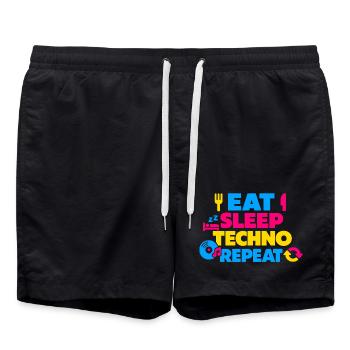 Eat Sleep Techno Repeat Color Explosion - Swim Trunks - black - Front - AI Model Male 185 light (185cm)