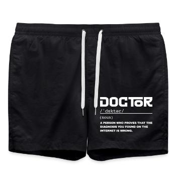 Definition Lustiger Doktor – Humor-Doktor - Badeshorts - Schwarz - Vorne - AI Model Male 185 light (185cm)