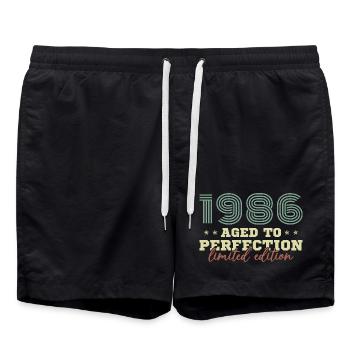 1986 Vintage Retro Geburtstagsgeschenk - Badeshorts - Schwarz - Vorne - AI Model Male 185 light (185cm)