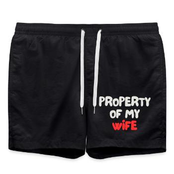 property of my wife - Swim Trunks - black - Front - AI Model Male 185 light (185cm)