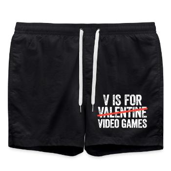 Valentine Gaming Typography - Swim Trunks - black - Front - AI Model Male 185 light (185cm)
