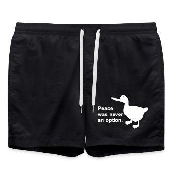 Duck of Defiance: Frieden keine Option - Badeshorts - Schwarz - Vorne - AI Model Male 185 light (185cm)