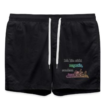 Ich bin nicht negativ, sondern realistisch. - Badeshorts - Schwarz - Vorne - AI Model Male 185 light (185cm)