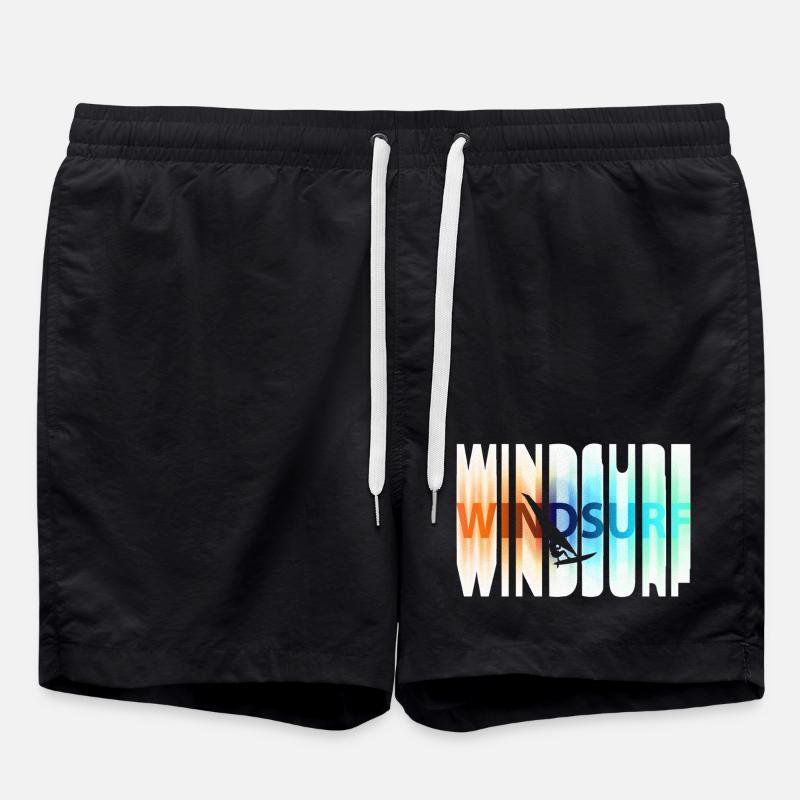 Schriftzug_bunt_windsurfen - Badeshorts - Schwarz