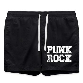Punk Rock Distressed Text Logo - Badeshorts - Schwarz - Vorne - AI Model Male 185 light (185cm)