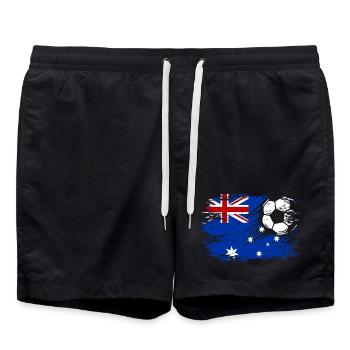 Australien Flagge Fußball used - Badeshorts - Schwarz - Vorne - AI Model Male 185 light (185cm)