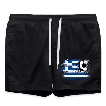 Griechenland Flagge Fußball used - Badeshorts - Schwarz - Vorne - AI Model Male 185 light (185cm)
