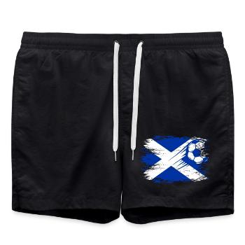 Scotland flag football used blue - Swim Trunks - black - Front - AI Model Male 185 light (185cm)